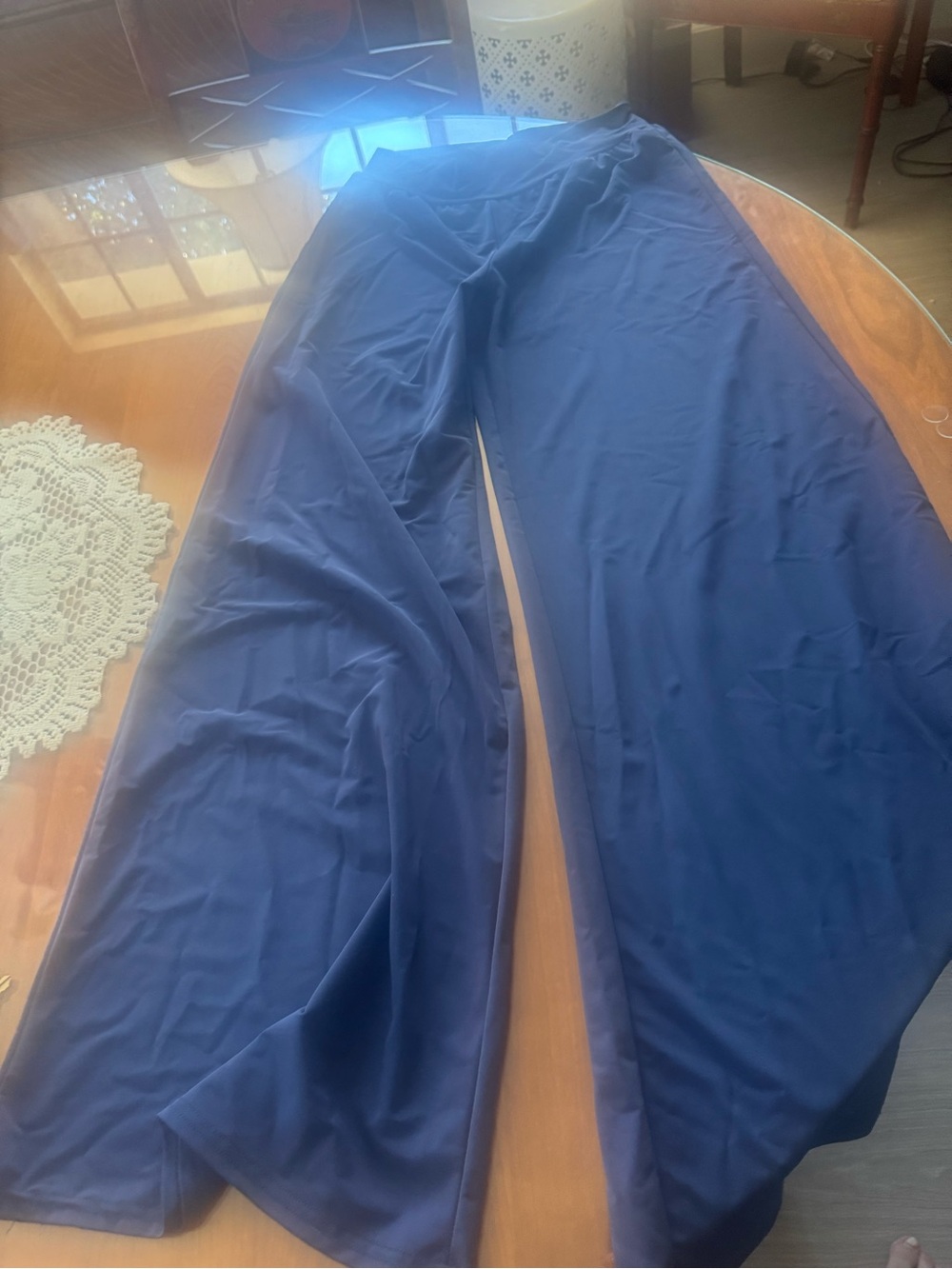 Wide Leg Women's Pants in Navy Blue